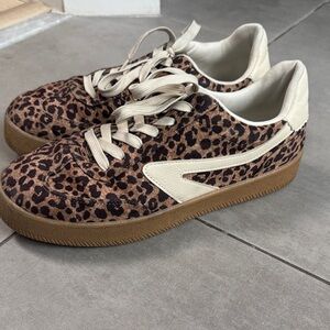 Dolce-Vita Leopard Print Low-Top Sneakers with Cream Accents
